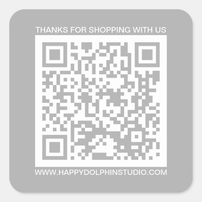 QR Code Small Business Website Grey Square Sticker (Front)