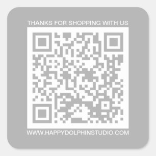 QR Code Small Business Website Grey Square Sticker