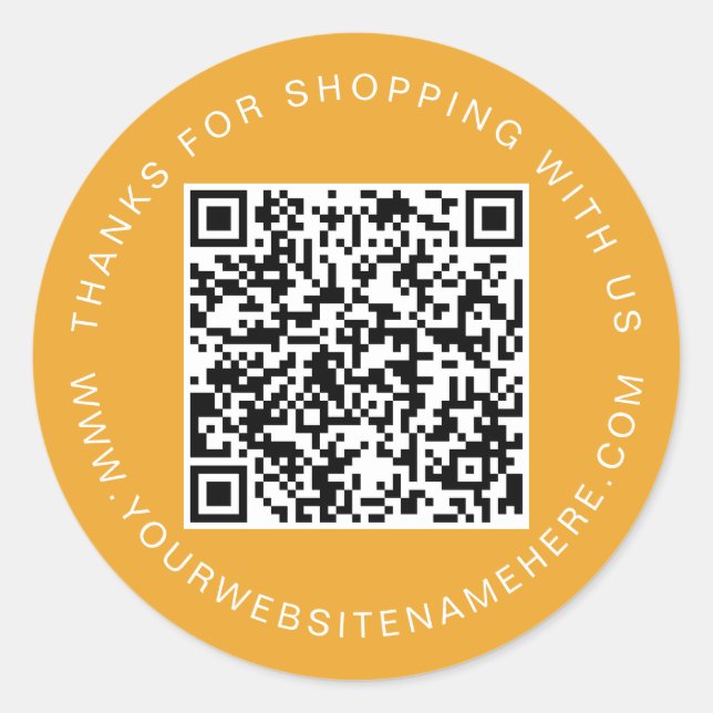 QR Code Small Business Website Mellow Yellow Classic Round Sticker (Front)