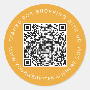 QR Code Small Business Website Mellow Yellow Classic Round Sticker