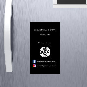Qr code social media black white 	Magnetic business card
