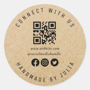QR Code social media business Classic Round Sticker