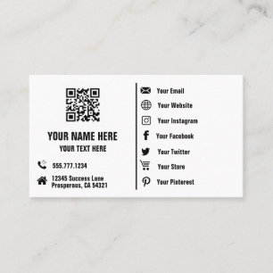QR Code Social Media Changeable Minimalist  Business Card