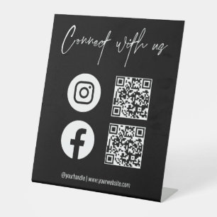 QR Code Social Media Connect With Us Business Pedestal Sign