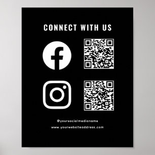 QR Code Social Media Follow Scan Connect With Us Poster