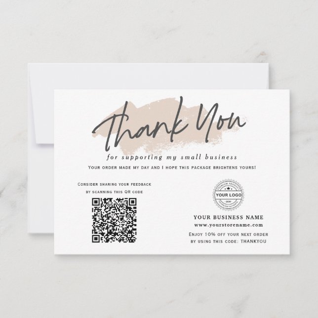 QR code social media logo modern small bussiness Thank You Card (Front)