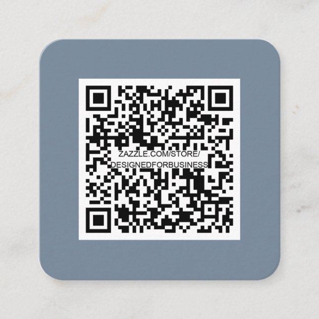 QR code-Social Media-Modern-Simple-Dusty Blue Square Business Card (Front)