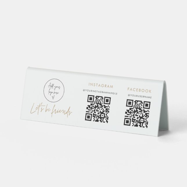 QR Code Social Media Scan Code Tent Sign (Front)