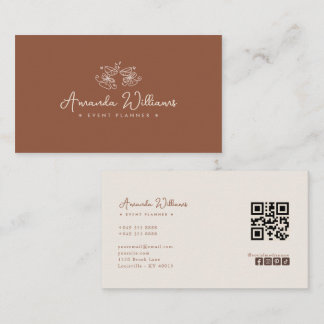 QR Code Social Media Terracotta Business Card