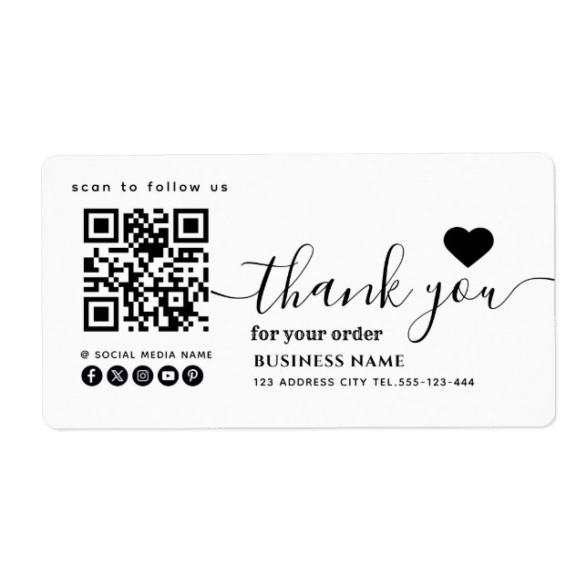 Qr code social media thank you business (Front)