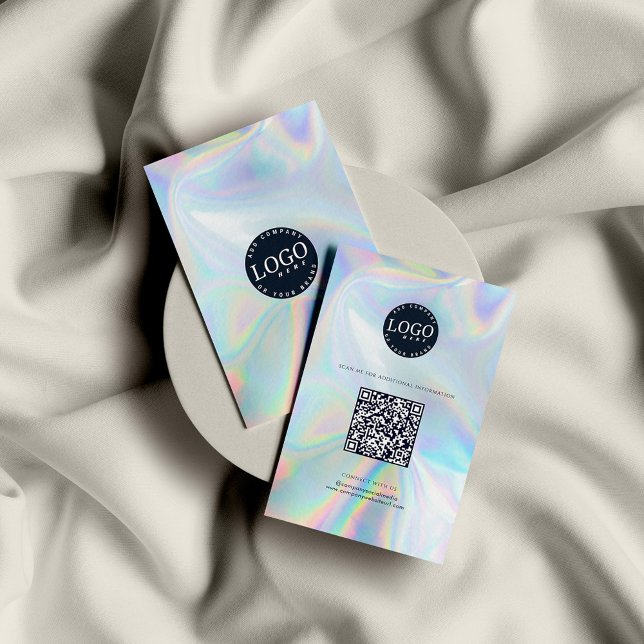 QR Code Social Media Website Holographic Business Card (Holographic QR Code Brand Logo Business Card)