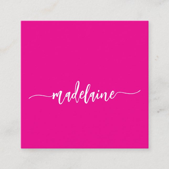 QR Code Socials Personal Pink Elegant  Square Business Card (Front)