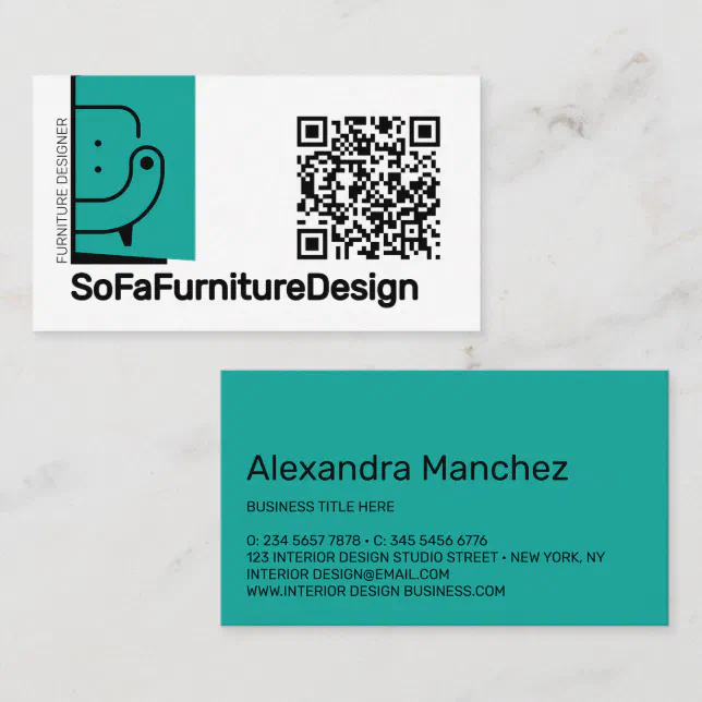 QR Code Sofa Interior Design Architect Furniture Business Card | Zazzle