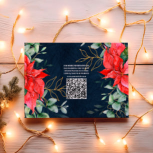 QR Code Soft Winter Berry Christmas Wedding  Enclosure Card