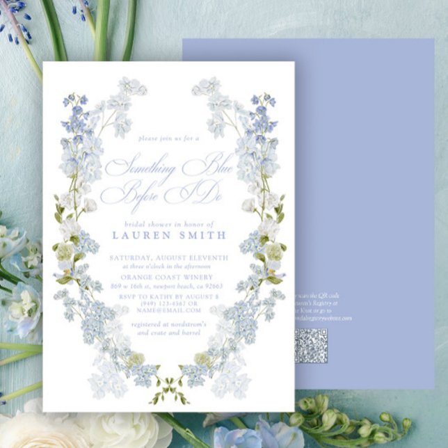 QR Code Something Blue Before I Do Bridal Shower Invitation (Creator Uploaded)