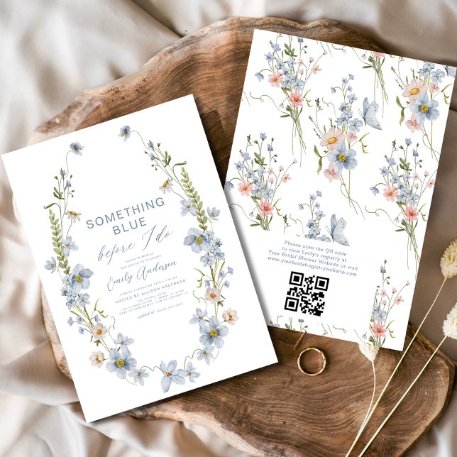 QR Code Something Blue Before I Do Bridal Shower Invitation (Creator Uploaded)
