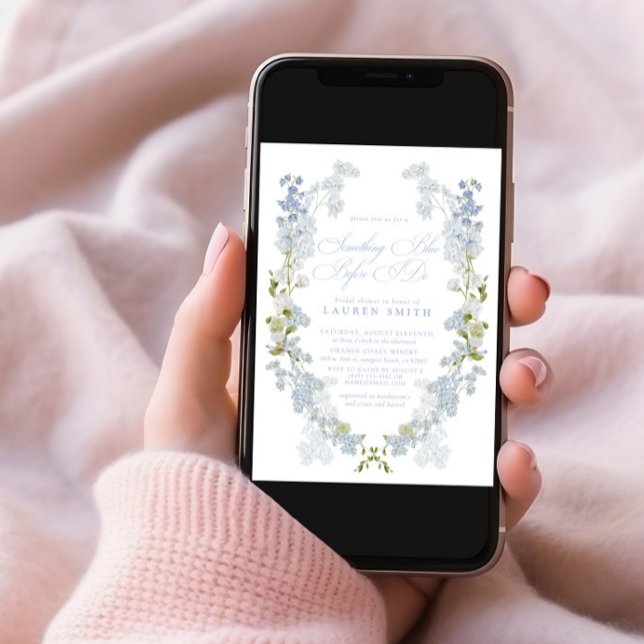 QR Code Something Blue Before I Do Bridal Shower Invitation (Creator Uploaded)