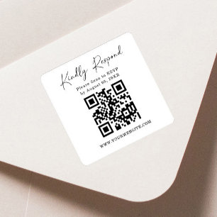 QR Code Square Return Label RSVP Sticker