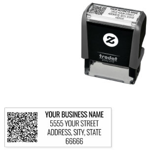 QR Code Stamp Personalised Business Name Address