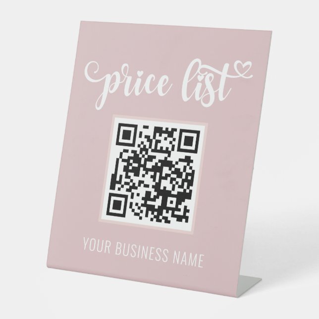 QR Code Stand Up Scan Me Sign for Salon Price List (Front)