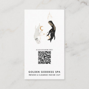 *~* QR Code Stars Moon Mystic Hands Gold Spa Business Card