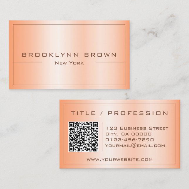 QR Code Stylish Orange Peach Colour Gradient Class Business Card (Front/Back)
