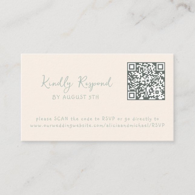 QR code summer coastal beach website RSVP Enclosure Card (Front)