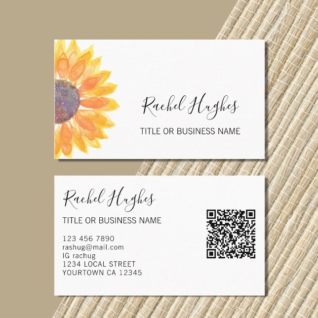 QR Code Sunflower  Business Card (Creator Uploaded)
