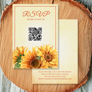 QR code Sunflower Wedding RSVP Card