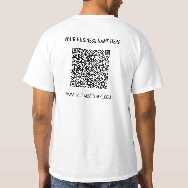QR Code T-Shirt and Custom Text Your Business Name (Back)