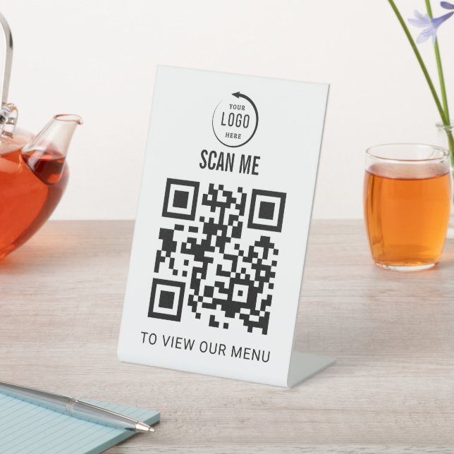 QR Code Tabletop Sign | Digital Menu pedestal sign (In SItu)