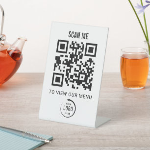 QR Code Tabletop Sign   Digital Menu pedestal sign