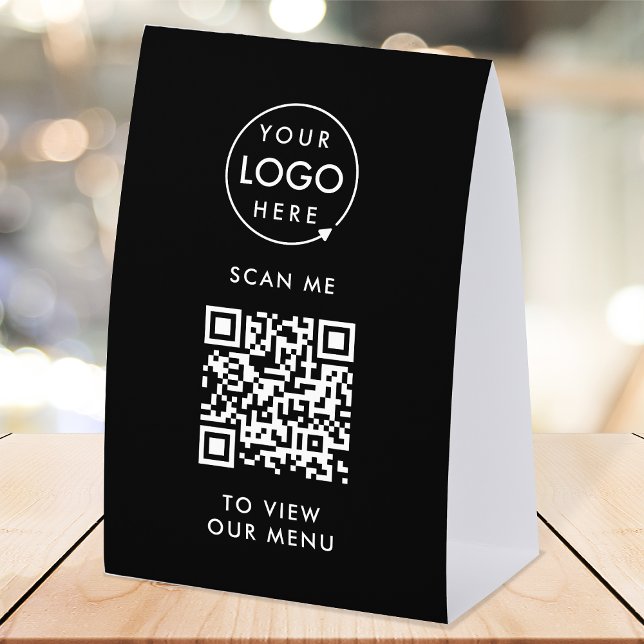QR Code Tabletop Sign | Digital Menu Table Tent (Branded interactive QR code menu table signs for restaurants, bars, cafes & hospitality events!)