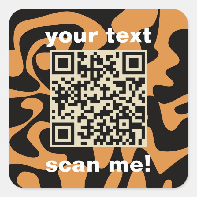 QR Code Tan Brown And Black Bright Modern Square Square Sticker (Front)
