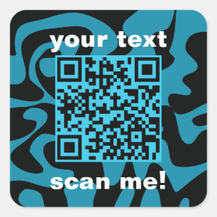 QR Code Teal And Black Bright Modern Square Sticker