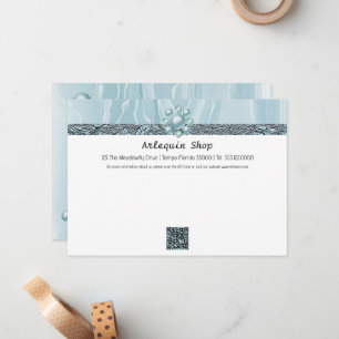 QR Code Teal Blue Silk Foil Business Card