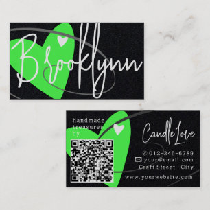 QR Code Template Green Made Love Heart Crafters Business Card