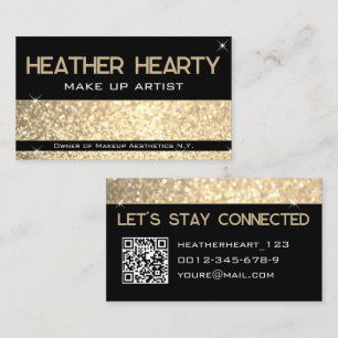 QR Code Template Luxury Golden Gold Cream Beige Business Card