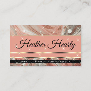 QR Code Template Luxury Marbled Glitter Peach   Business Card
