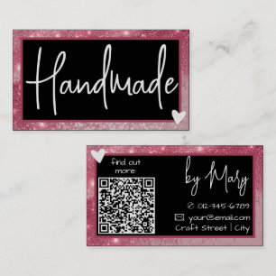 QR Code Template Stylish Vintage Pink Frame Heart  Business Card