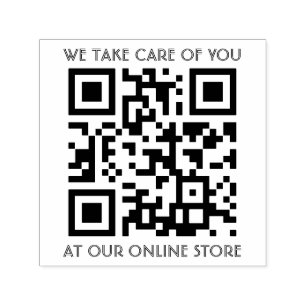 QR Code Template With Any Text Self-inking Stamp