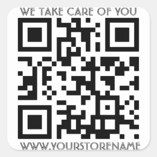 QR Code Template With Any Text Square Sticker