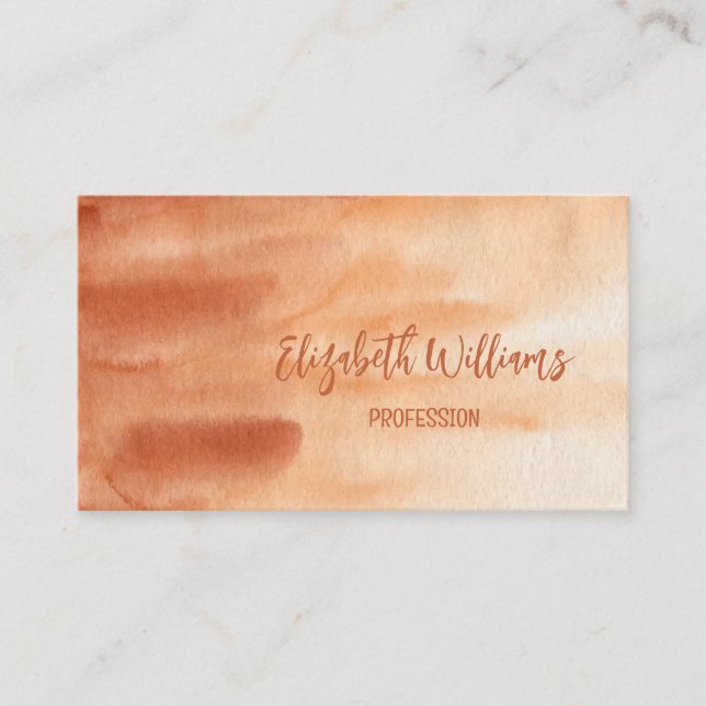QR Code Terracotta Cream Watercolor Background Business Card (Front)