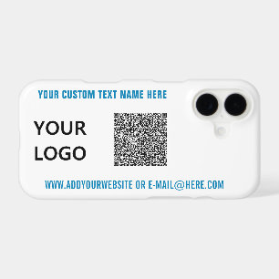 QR Code Text and Logo iPhone Case - Choose Colours