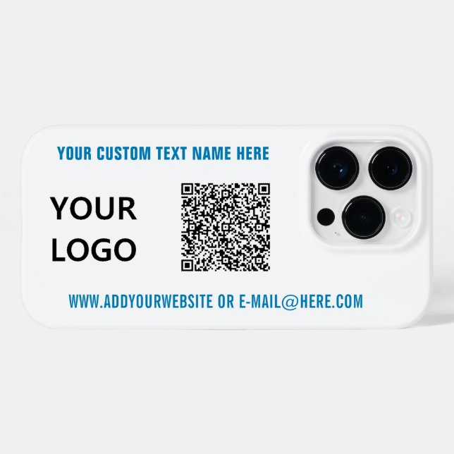 QR Code Text and Logo iPhone Case - Choose Colours (Back (Horizontal))