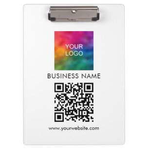 QR Code Text Corporate Logo Here Simple Custom Clipboard