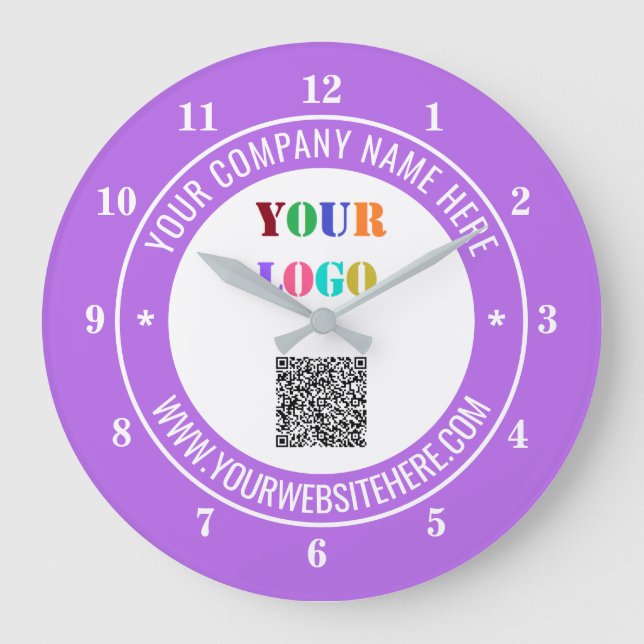 QR Code Text Logo and Colours Promotional Clock (Front)