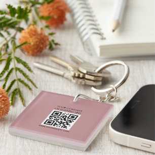 QR Code  Text  Modern Minimalist Key Ring