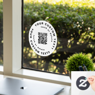 QR code & Text on Circle Simple Business Company W Window Cling