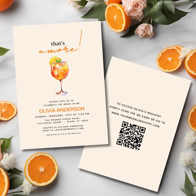 QR Code That's Amore Spritz Bridal Shower Invitation (Creator Uploaded)